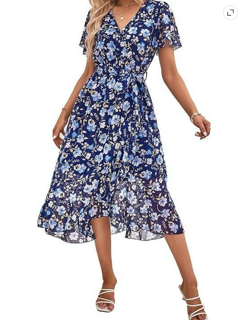 PRETTYGARDEN Women's Summer Floral Boho Maxi Dress Short Sleeve Wrap V Neck XXL
